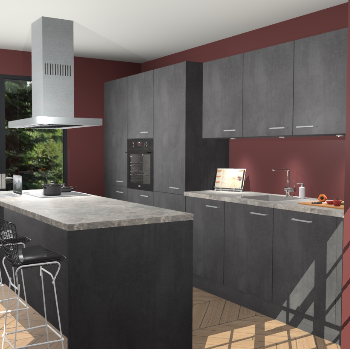 Beton Zwarte keuken Straatsburg 52270