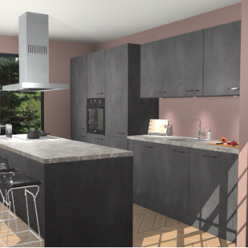 Beton Zwarte keuken Straatsburg 52283