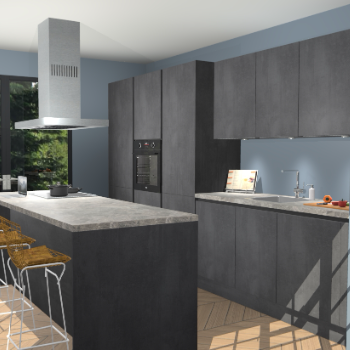 Beton Zwarte Greeploze keuken Straatsburg 52288