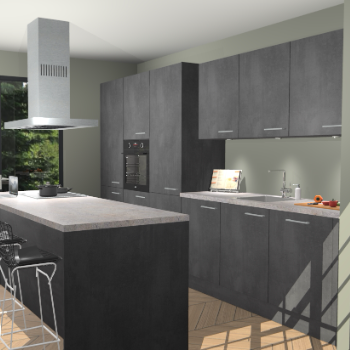 Beton Zwarte keuken Straatsburg 52264