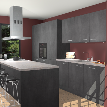 Beton Zwarte keuken Straatsburg 52269