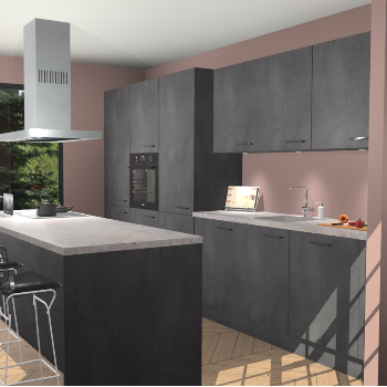 Beton Zwarte keuken Straatsburg 52284