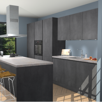 Beton Zwarte Greeploze keuken Straatsburg 52289