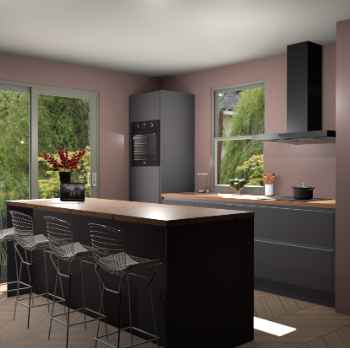 Onyxgrijze greeploze keuken Toulouse 50504