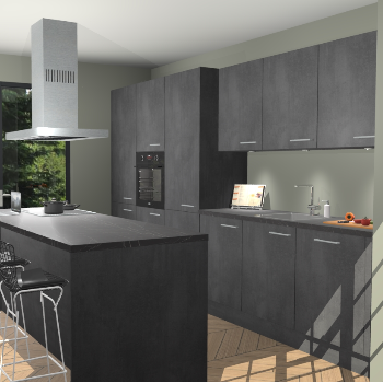 Beton Zwarte keuken Straatsburg 52265