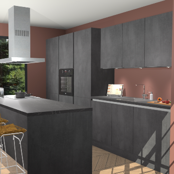 Beton Zwarte Greeploze keuken Straatsburg 52275