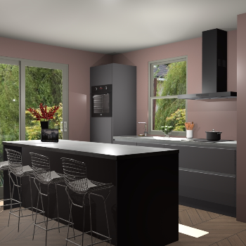 Onyxgrijze greeploze keuken Toulouse 50513