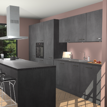 Beton Zwarte keuken Straatsburg 52285