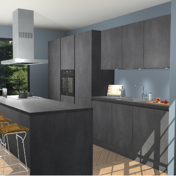 Beton Zwarte Greeploze keuken Straatsburg 52290