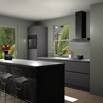 Onyxgrijze greeploze keuken Toulouse 50516