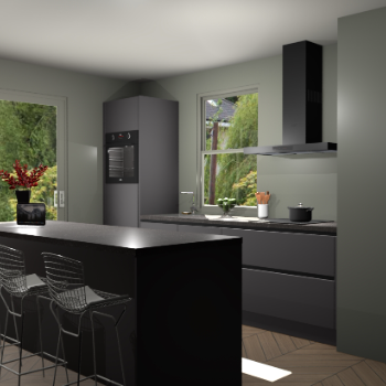 Onyxgrijze greeploze keuken Toulouse 50551