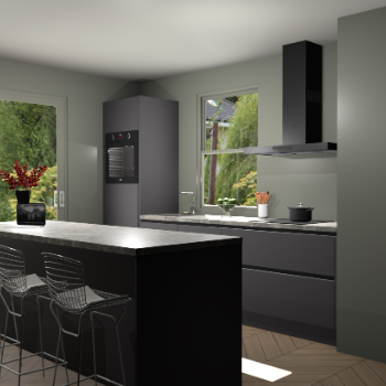 Onyxgrijze greeploze keuken Toulouse 50600