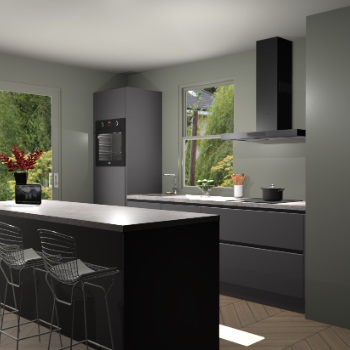 Onyxgrijze greeploze keuken Toulouse 50621