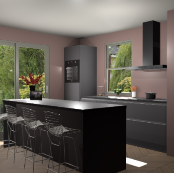 Onyxgrijze greeploze keuken Toulouse 50627