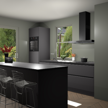 Onyxgrijze greeploze keuken Toulouse 50631