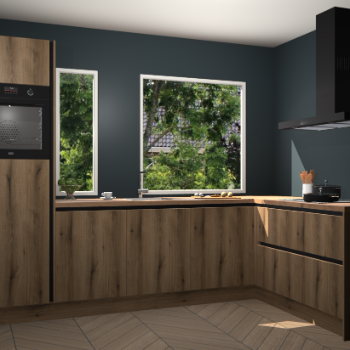 Goud eiken greeploze keuken Cannes 71835