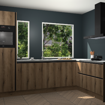 Goud eiken greeploze keuken Cannes 71855