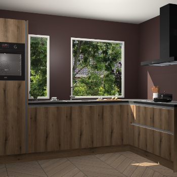 Goud eiken greeploze keuken Cannes 71870