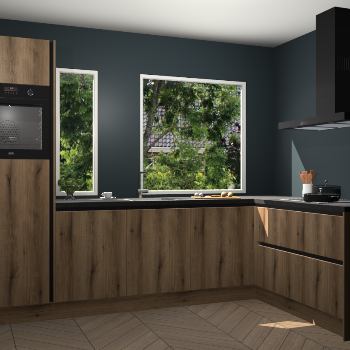 Goud eiken greeploze keuken Cannes 71873