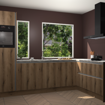 Goud eiken greeploze keuken Cannes 71883