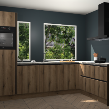 Goud eiken greeploze keuken Cannes 71886