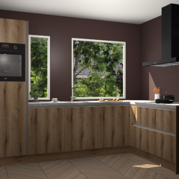 Goud eiken greeploze keuken Cannes 71889