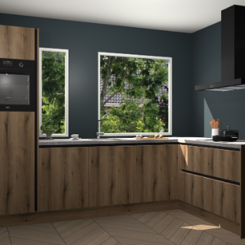 Goud eiken greeploze keuken Cannes 71892