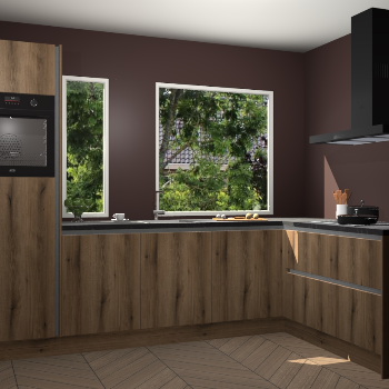 Goud eiken greeploze keuken Cannes 71895