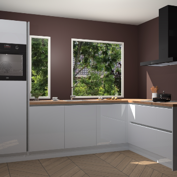 Sneeuwwitte hoogglans greeploze keuken Cannes 74526