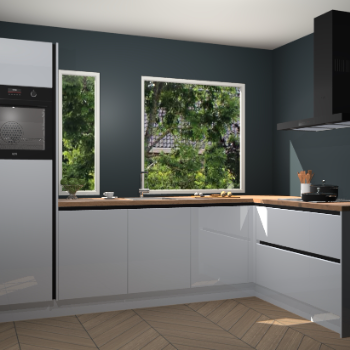 Sneeuwwitte hoogglans greeploze keuken Cannes 74529