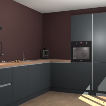 Onyxgrijze greeploze keuken Portland 76201