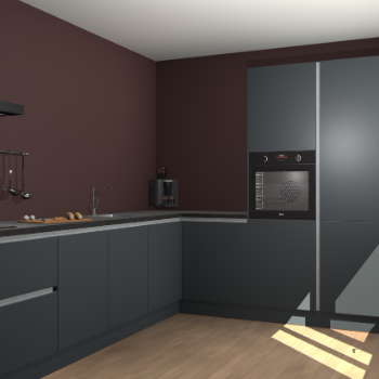 Onyxgrijze greeploze keuken Portland 76316