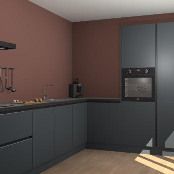 Onyxgrijze greeploze keuken Portland 76319