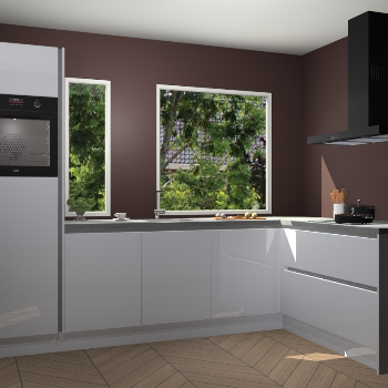 Sneeuwwitte hoogglans greeploze keuken Cannes 74551