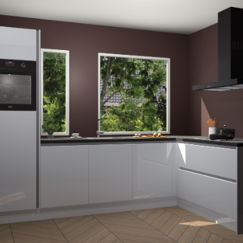 Sneeuwwitte hoogglans greeploze keuken Cannes 74557