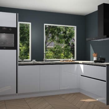 Sneeuwwitte hoogglans greeploze keuken Cannes 74582