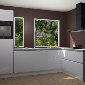 Sneeuwwitte hoogglans greeploze keuken Cannes 74586