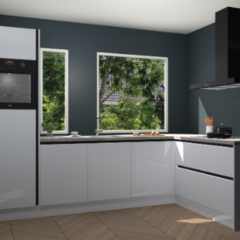 Sneeuwwitte hoogglans greeploze keuken Cannes 74595