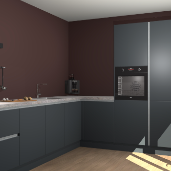 Onyxgrijze greeploze keuken Portland 76346