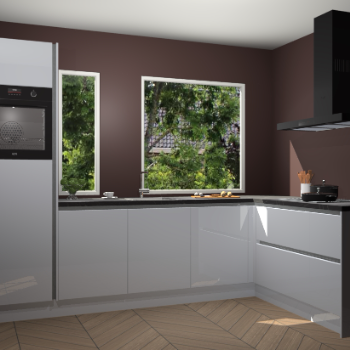 Sneeuwwitte hoogglans greeploze keuken Cannes 74598