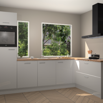 Zijdegrijze hoogglans keuken Cannes 74630