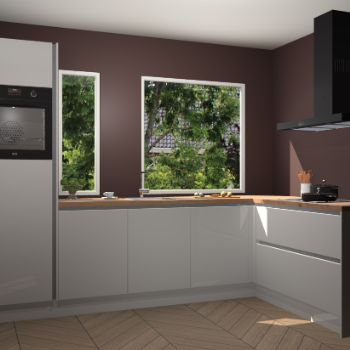 Zijdegrijze hoogglans greeploze keuken Cannes 74631