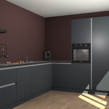 Onyxgrijze greeploze keuken Portland 76385