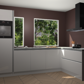 Zijdegrijze hoogglans greeploze keuken Cannes 74808