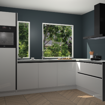 Zijdegrijze hoogglans greeploze keuken Cannes 74811