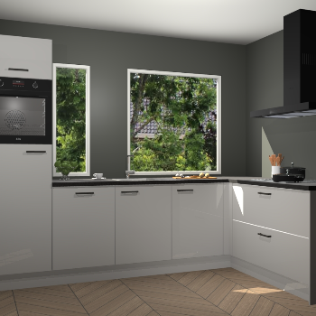 Zijdegrijze hoogglans keuken Cannes 74816