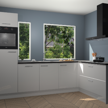 Zijdegrijze hoogglans keuken Cannes 75190