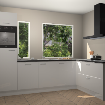 Zijdegrijze hoogglans keuken Cannes 75191