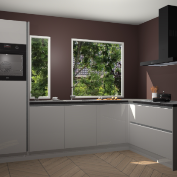 Zijdegrijze hoogglans greeploze keuken Cannes 75192