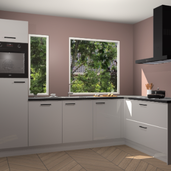 Zijdegrijze hoogglans keuken Cannes 75193